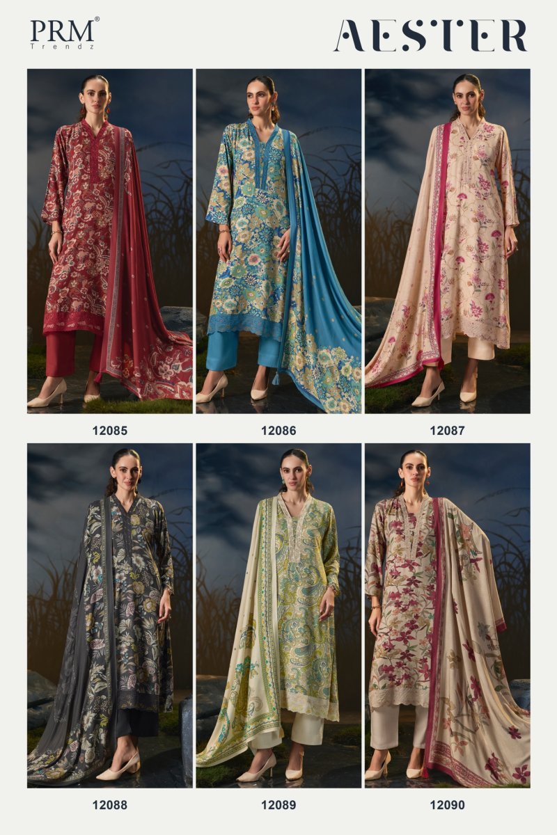 Aester By Prm Viscose Pashmina Printed Fancy Work Dress Material 
